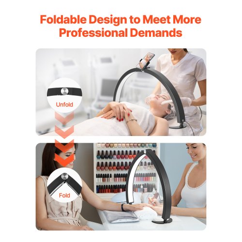 Nail Desk Light 40 W Half Moon Desk Lamp with Phone Holder Adjustable