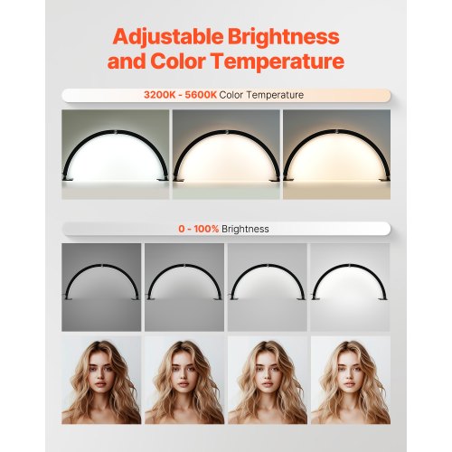 Nail Desk Light 40 W Half Moon Desk Lamp with Phone Holder Adjustable