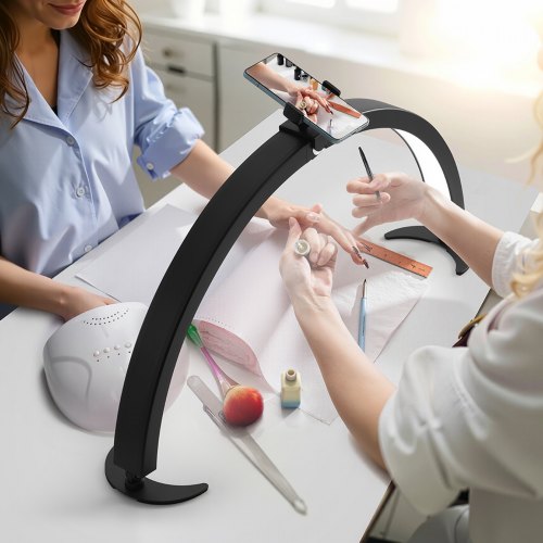Nail Desk Light 40 W Half Moon Desk Lamp with Phone Holder Adjustable