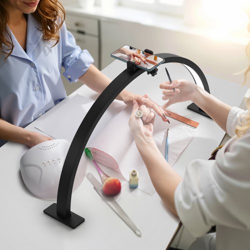 Nail Desk Light 30 W Half Moon Desk Lamp with Phone Holder Adjustable
