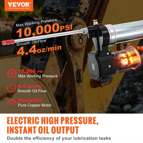 Cordless Grease Gun 20Volt 10000 PSI 39 Long Hose Electric Grease Gun