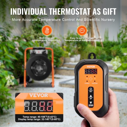 Greenhouse Heater with Thermostat 1500W Fast Heating with Overheat
