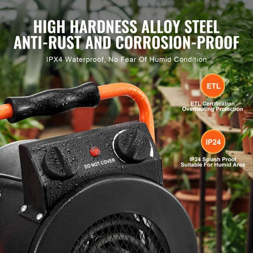 Greenhouse Heater with Thermostat 1500W Fast Heating with Overheat