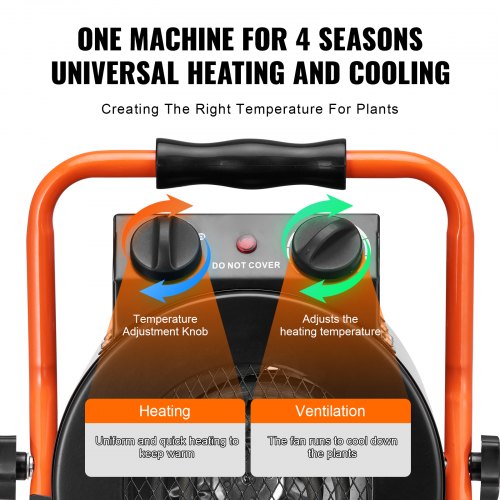 Greenhouse Heater with Thermostat 1500W Fast Heating with Overheat