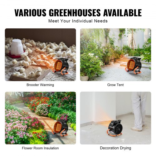 Greenhouse Heater 1500W PTC Fast Heating with Overheat Protection 3Speed