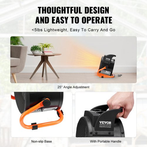 Greenhouse Heater 1500W PTC Fast Heating with Overheat Protection 3Speed