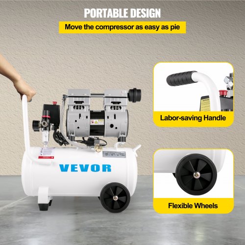 Air Compressor 6.6 Gallon Portable Air Compressor 1 HP Oil Free Air