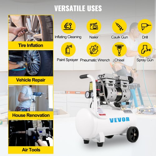 Air Compressor 6.6 Gallon Portable Air Compressor 1 HP Oil Free Air