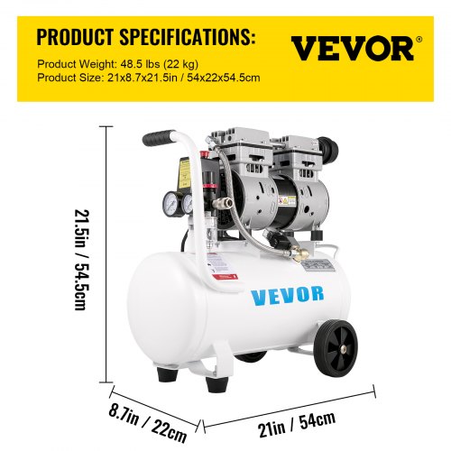 Air Compressor 6.6 Gallon Portable Air Compressor 1 HP Oil Free Air