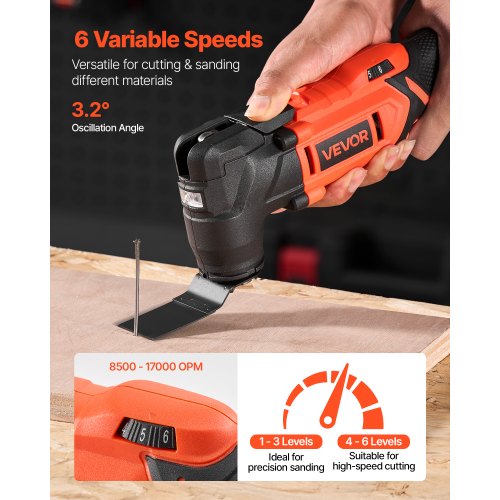 Cordless Oscillating Tool 20V Oscillating Multi Tool Kit with 6 Variable