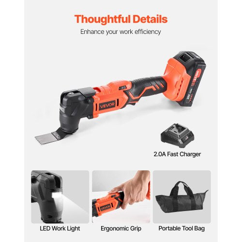 Cordless Oscillating Tool 20V Oscillating Multi Tool Kit with 6 Variable