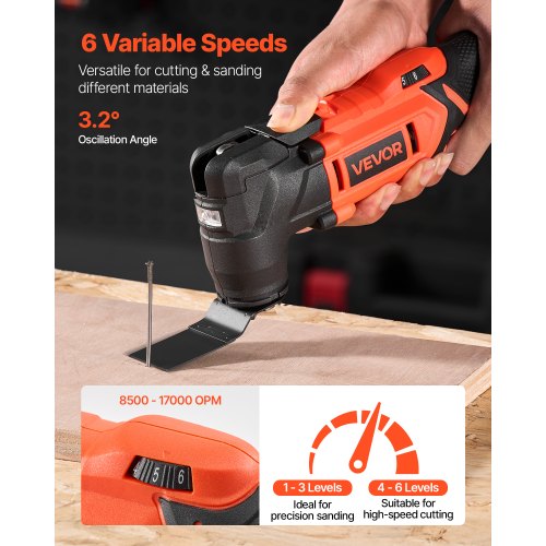 Cordless Oscillating Tool 20V Multitool Oscillating Tool with 6 Variable