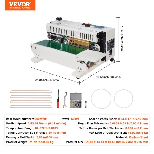 Continuous Bag Band Sealing Machine Horizontal Band Sealer Carbon Steel – 49 FT