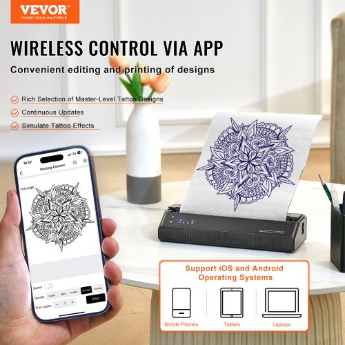Tattoo Stencil Printer Wireless Bluetooth Tattoo Printer Transfer Stencil
