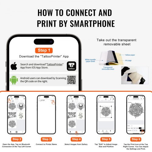 Tattoo Stencil Printer Wireless Bluetooth Tattoo Printer Transfer Stencil