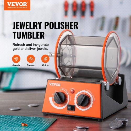 Jewelry Polisher Tumbler 66lbs3kg Capacity Mini Rotary Tumbler Machine