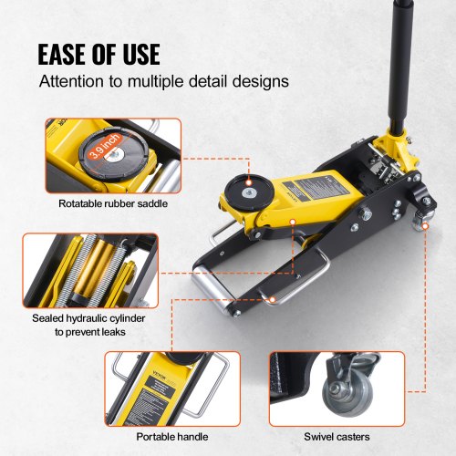 Low Profile Floor Jack 2 Ton Heavy Duty Dual Piston Rapid Pump – 4409 L