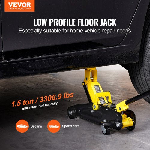 Low Profile Floor Jack 15 Ton Heavy Duty Single Piston Hydraulic Pump – 9 L