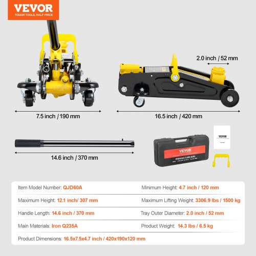Low Profile Floor Jack 15 Ton Heavy Duty Single Piston Hydraulic Pump – 9 L
