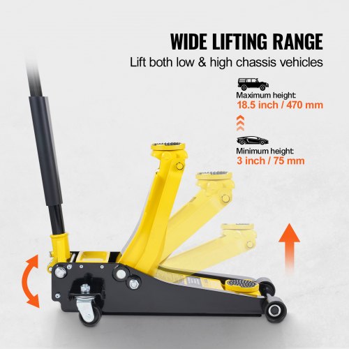 Low Profile Floor Jack 2 Ton 4400 lbs Heavy Duty Iron Hydraulic Racing