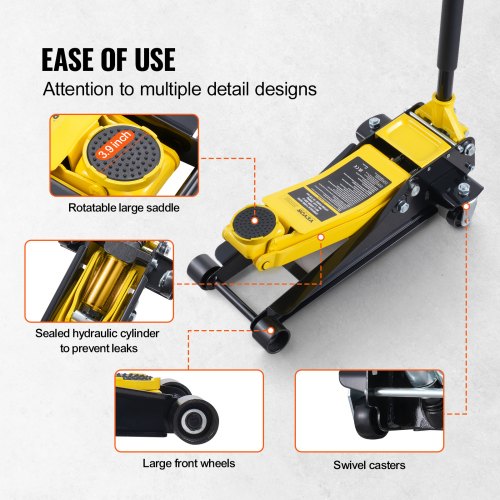 Low Profile Floor Jack 2 Ton 4400 lbs Heavy Duty Iron Hydraulic Racing