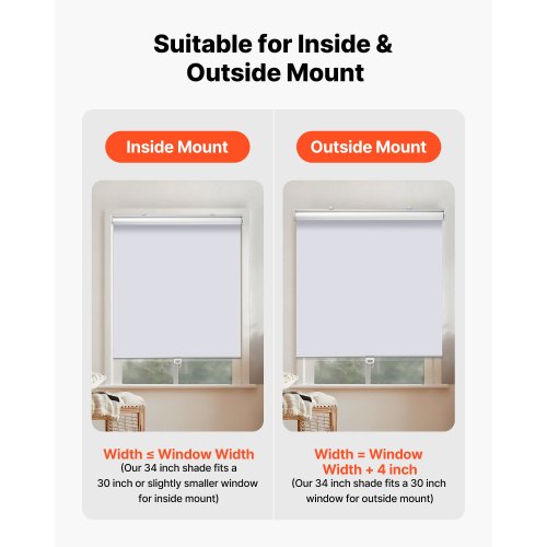 Cordless Roller Shades 34 x 72 in Pull Down Blackout Blinds for Windows