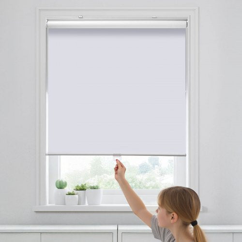 Cordless Roller Shades 34 x 72 in Pull Down Blackout Blinds for Windows
