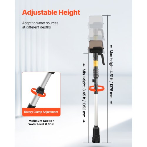 Cordless Stick Water Transfer Pump 528GPH Portable Sump Pump with NPT34