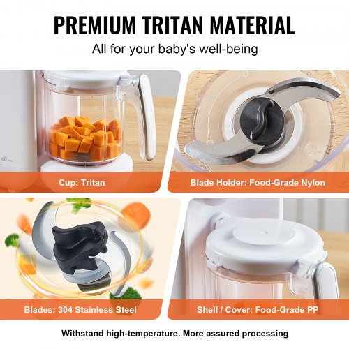 Baby Food Maker 430W Baby Food Processor with 750 ml Tritan Bowl SUS304