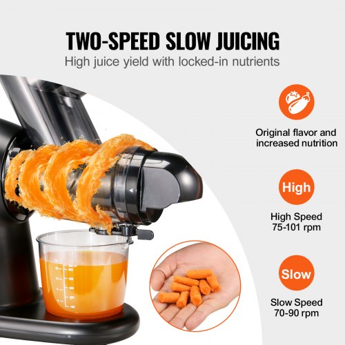 Slow Masticating Juicer 2Speed Mode Cold Press Juicer Machine with Reverse