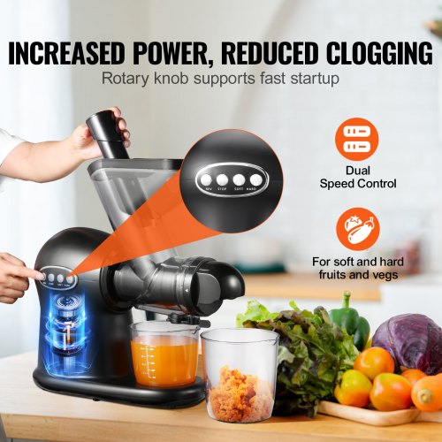 Slow Masticating Juicer 2Speed Mode Cold Press Juicer Machine with Reverse