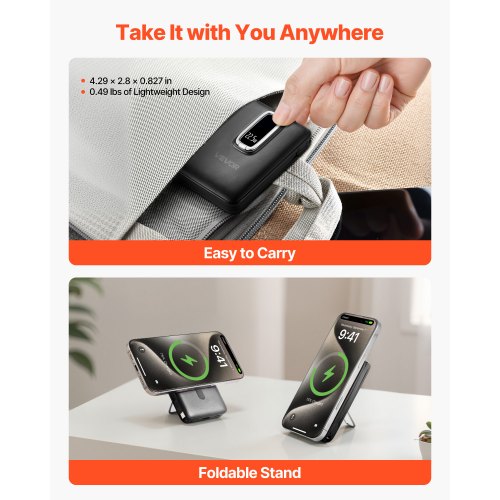 Magnetic Power Bank 10000 mAh Battery Pack Wireless MagSafeCompatible