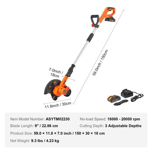 Lawn Edger 20 V Battery Powered Cordless Edger 9inch Blade Edger Lawn
