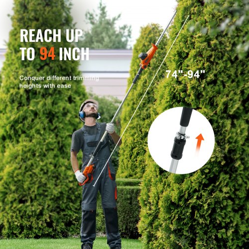 20V Cordless Hedge Trimmer 18 inch Doubleedged Steel Blade Pole Hedge