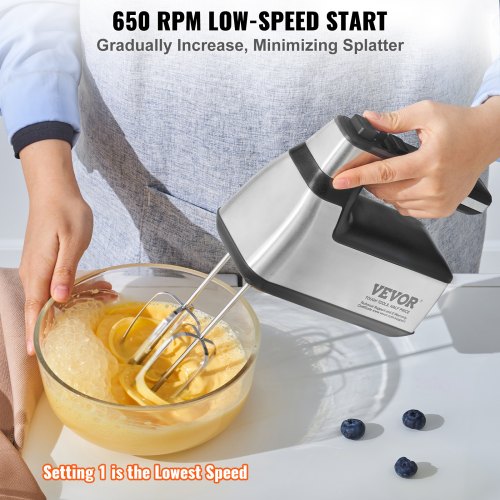 Cordless Electric Hand Mixer 100W Continuously Variable Electric Handheld
