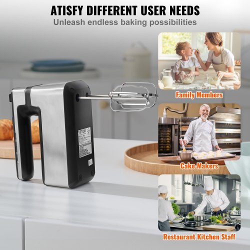 Cordless Electric Hand Mixer 100W Continuously Variable Electric Handheld