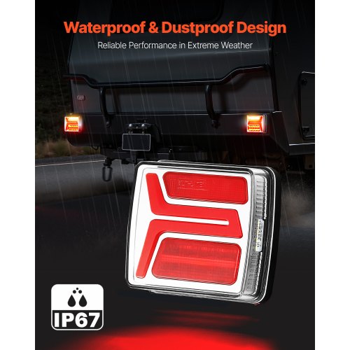 Trailer Lights 2PCS 12V Square LED Magnetic Wireless Trailer Tail Lights