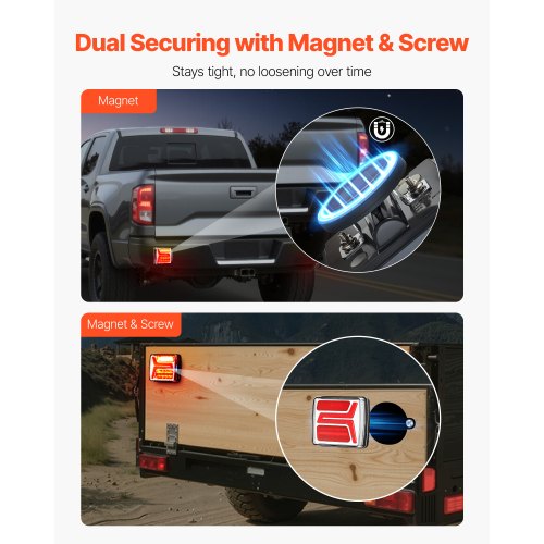 Trailer Lights 2PCS 12V Square LED Magnetic Wireless Trailer Tail Lights
