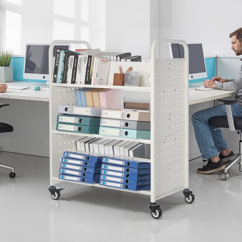 Rolling Library Book Cart 330 lbs Capacity 382 x 203 x 482Inch Library