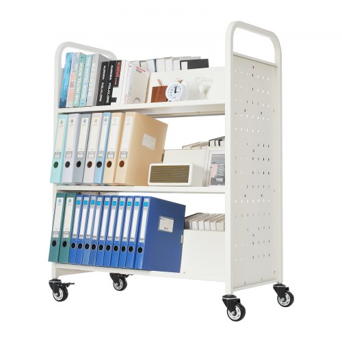 Rolling Library Book Cart 330 lbs Capacity 382 x 203 x 482Inch Library