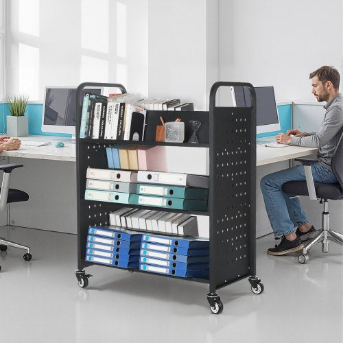 Rolling Library Book Cart 330 lbs Capacity 382 x 203 x 482Inch Library 1