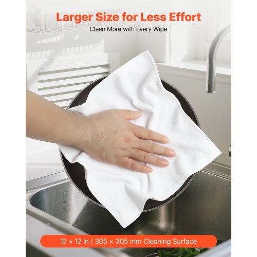 50 Pack White Microfiber Cleaning Cloth 12 x 12 in Premium Microfiber