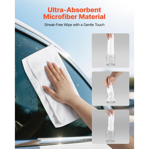 50 Pack White Microfiber Cleaning Cloth 12 x 12 in Premium Microfiber