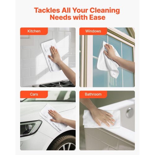 50 Pack White Microfiber Cleaning Cloth 12 x 12 in Premium Microfiber