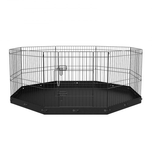 Dog Playpen 8 Panels Foldable Metal Dog Exercise Pen with Bottom Pad 24 H