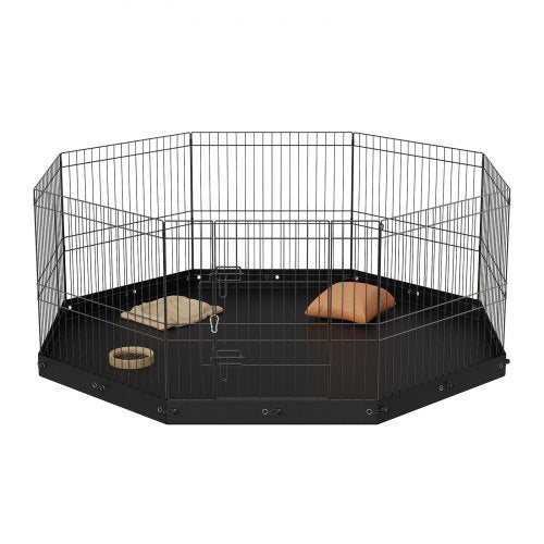 Dog Playpen 8 Panels Foldable Metal Dog Exercise Pen with Bottom Pad 24 H