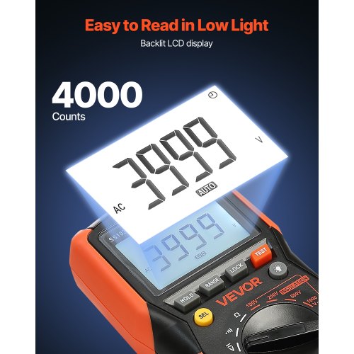 Digital Multimeter 4000Count TRMS Voltmeter Ohmmeter 1000V ACDC Voltage