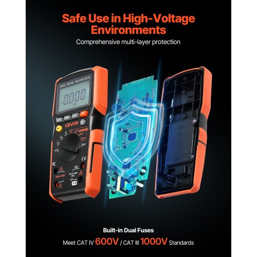 Digital Multimeter 4000Count TRMS Voltmeter Ohmmeter 1000V ACDC Voltage