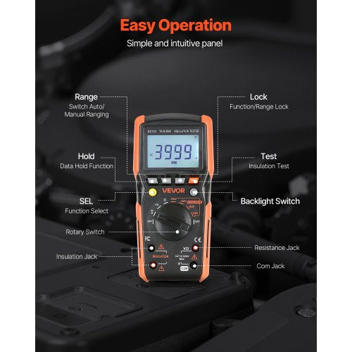 Digital Multimeter 4000Count TRMS Voltmeter Ohmmeter 1000V ACDC Voltage