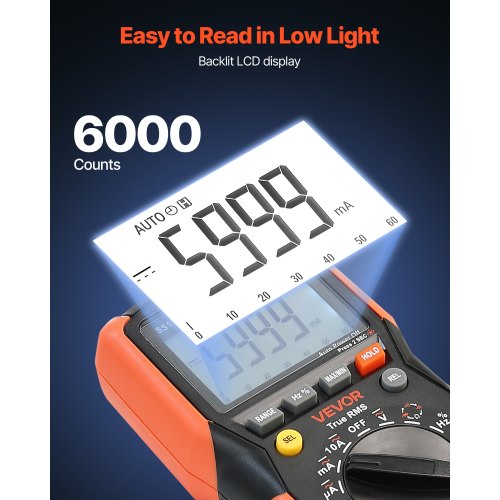 Digital Multimeter 6000Count TRMS DCAC Voltmeter Current Tester